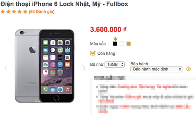 Giá iPhone 6 khóa mạng hiện chưa tới 4 triệu đồng.