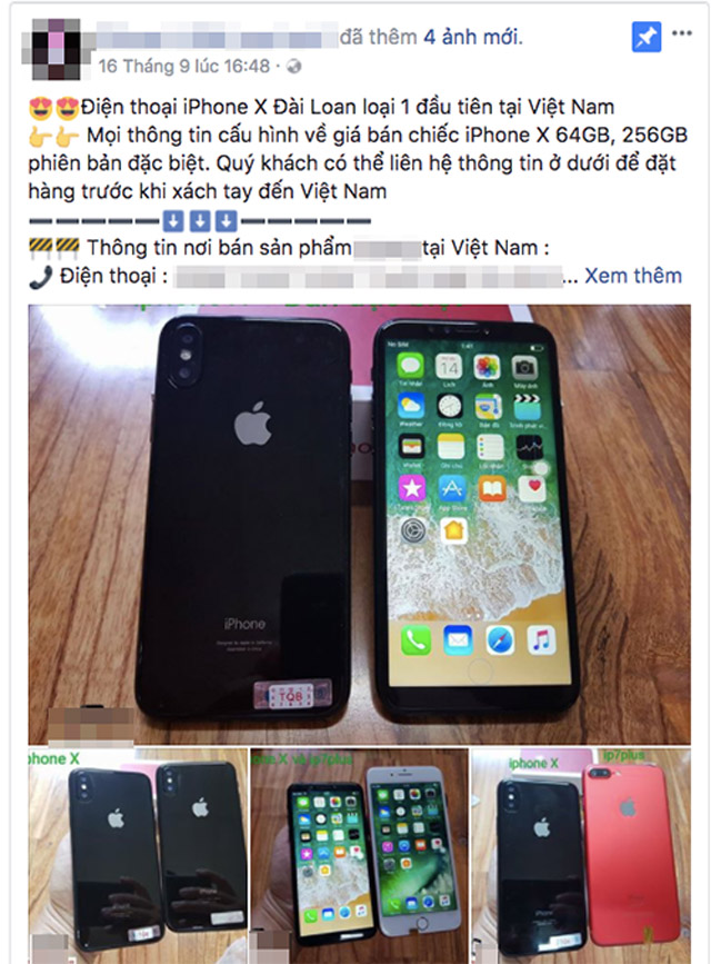 Một chủ đề bán iPhone X Đài Loan trên Facebook.