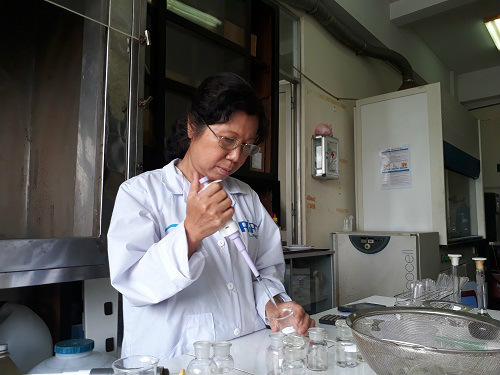 Phòng thí nghiệm Hóa - lý, ĐH Khoa học tự nhiên, ĐH Quốc gia TP.HCM luôn có sự hiện diện của nữ tiến sỹ Trần Thị Ngọc Lan. Ảnh: Hà Thế An.