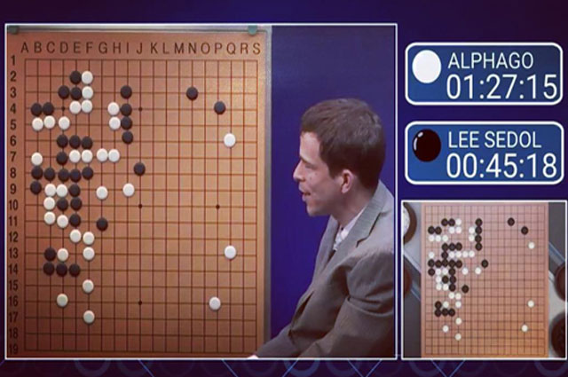 Trận đấu giữa AlphaGo và Lee Sedol năm 2016. Ảnh: Erikbenson.