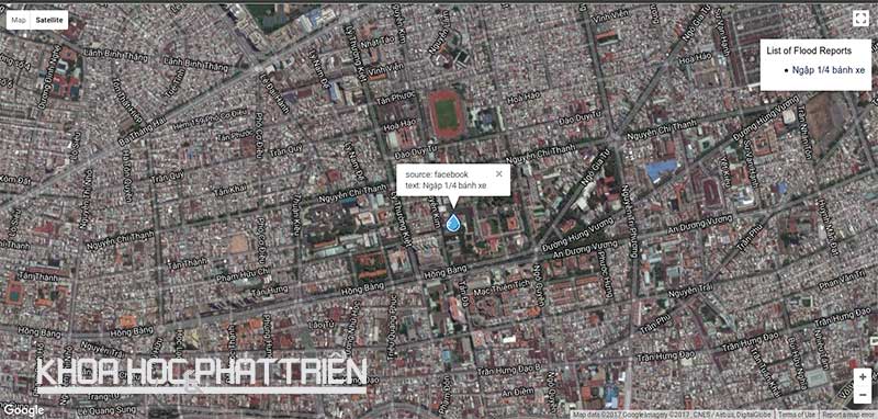 Thử nghiệm báo ngập của Smart Saigon trên Google map