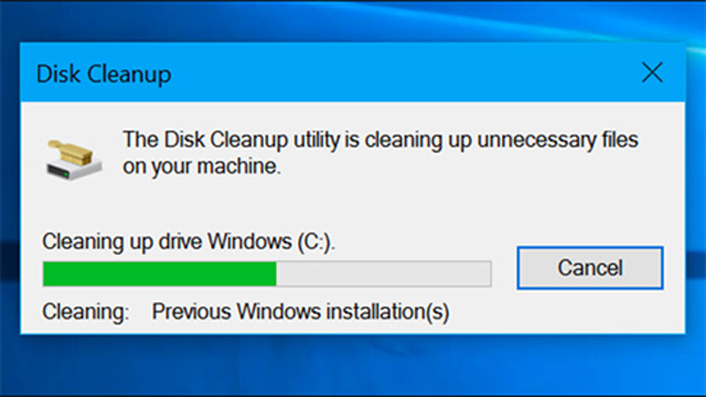 Tiện ích Disk Cleanup sẽ giúp làm sạch tất cả các dữ liệu bên trong hệ thống.