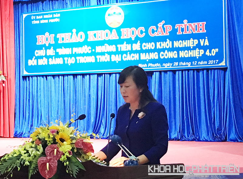 *Phát biểu khai mạc hội thảo, Bà Huỳnh Thị Hằng - Phó Chủ tịch thường trực Tỉnh Bình Phước kỳ vọng Bình Phước sẽ trở thành cái nôi khởi nghiệp trong vùng và vươn ra cả nước.