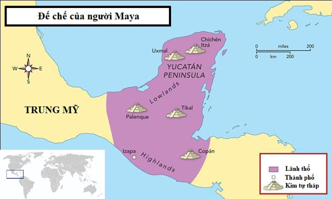   Đế chế của người Maya tại Trung Mỹ. Đồ họa: Atlantis.