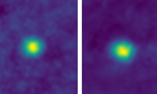 Ảnh chụp hai vật thể 2012 HZ84 (trái) và 2012 HE85 (phải) từ tàu vũ trụ New Horizons. Ảnh: NASA. 