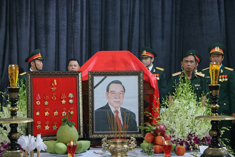 Di ảnh của nguyên Thủ tướng Phan Văn Khải tại tang lễ tổ chức ở quê nhà.