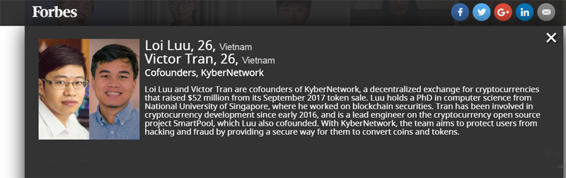 Lợi Lưu và Victor Trần trên website của Forbes