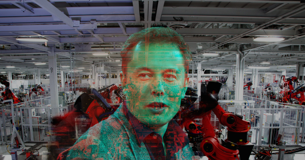 Elon Musk thừa nhận đang dựa dẫm quá nhiều vào robot trong dây chuyền sản xuất của Tesla. Ảnh: Futurism