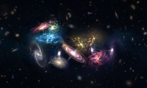Các thiên hà trong quá trình hợp nhất. Ảnh: NRAO/AUI/NSF.