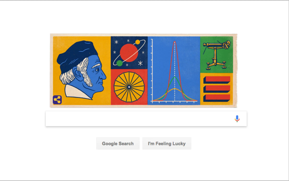 Google Doodle vinh danh Gauss nhân ngày sinh nhật lần thứ 241 của ông. Ảnh: Live Science