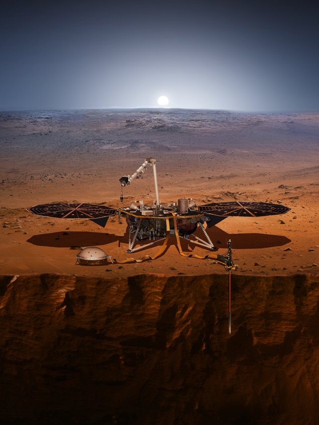 Mô phỏng hoạt động trắc địa của InSight trên Sao Hỏa - Ảnh: NASA/JPL-Caltech