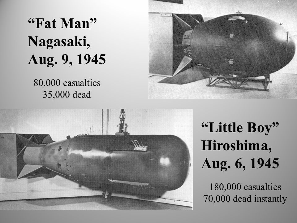 Mỹ lần lượt ném hai quả bom nguyên tử mang tên Little Boy và Fat Man xuống Hiroshima và Nagasaki (Nhật Bản) trong Chiến tranh Thế giới II. Ảnh: Wikipedia