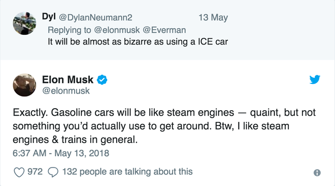 'Các chiếc xe ô tô chạy bằng khí đốt sẽ giống như những động cơ hơi nước vây. Chúng kỳ thú thật đấy, nhưng không phải là những thứ mà bạn muốn dùng để đi lại.'