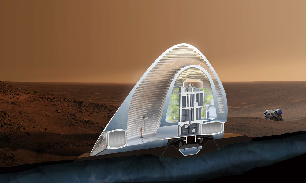 Ý tưởng xây nhà mái vòm trên sao Hỏa. Ảnh: Inverse