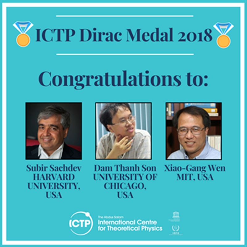 Ba nhà khoa học giành Huy chương Dirac 2018. Ảnh: ICTP.