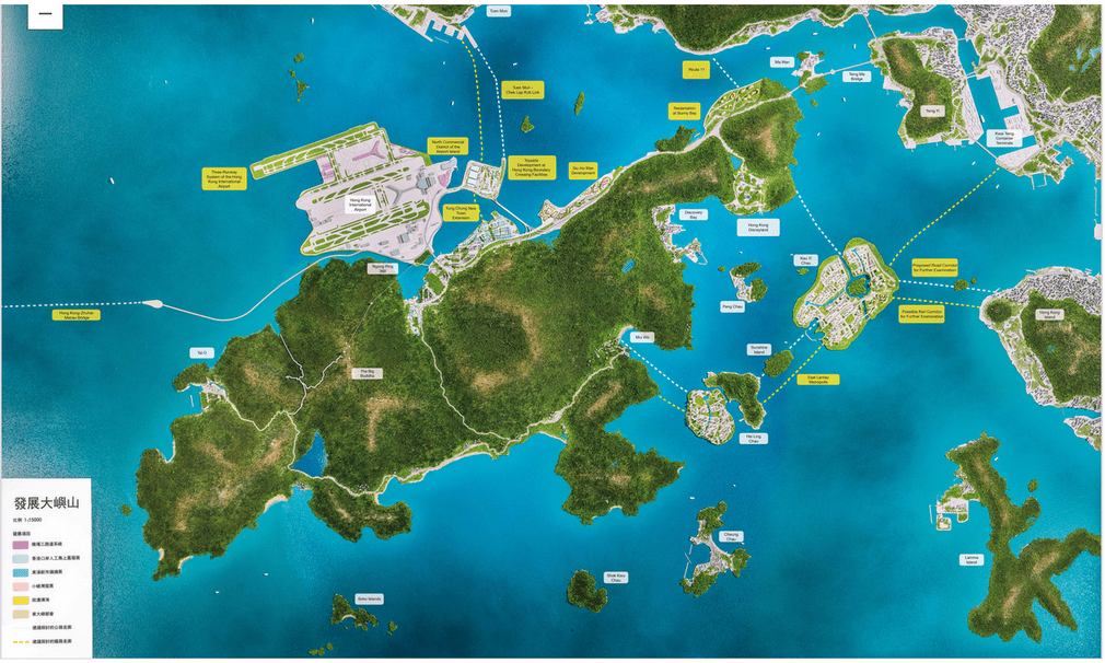Nếu được xây dựng, đảo nhân tạo Đông Lạn Đầu có thể sẽ đáp ứng chỗ ở cho gần 1 triệu dân. Ảnh: Lantau News. 
