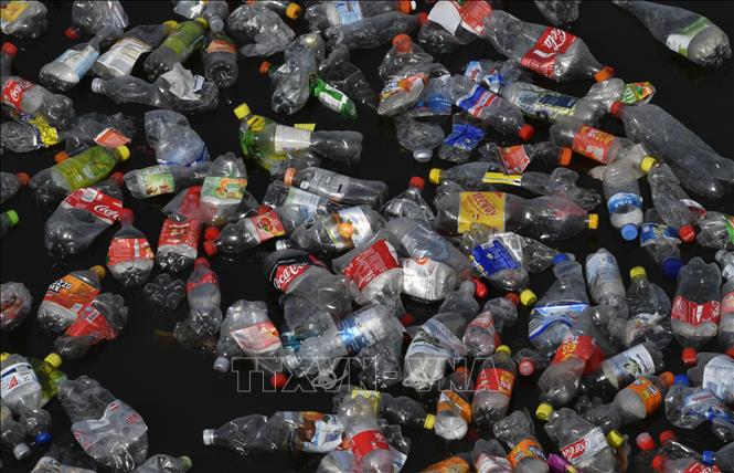 Rác thải nhựa trôi trên sông Spree ở Berlin, Đức ngày 26/9/2018. Ảnh: AFP