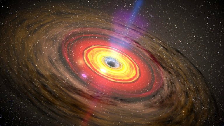Hố đen có mật độ vật chất đậm đặc đến mức ngay cả ánh sáng cũng không thể thoát khỏi lực hấp dẫn của nó. Ảnh: NASA.
