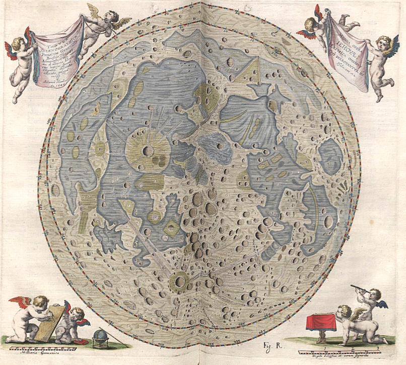 Bản đồ vẽ Mặt trăng của Johannes Hevelius. Ảnh: Wikimedia