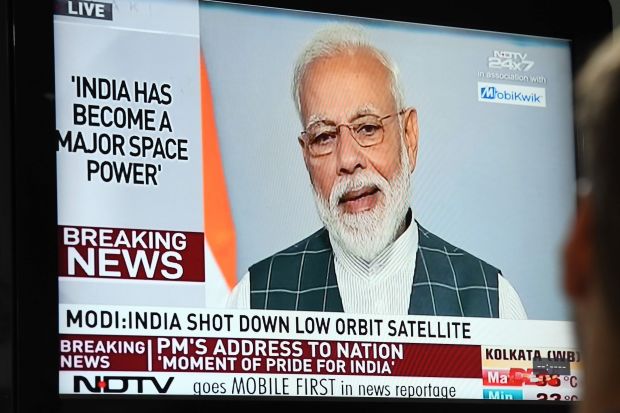 Thủ tướng Ấn Độ tuyên bố nước này đã trở thành một cường quốc không gian chủ chốt. Ảnh: WSJ. 