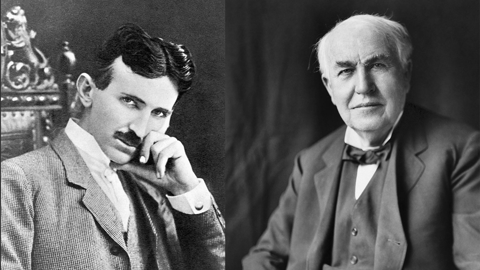 Hai nhà phát minh thiên tài Thomas Edison (bên phải) và Nikola Tesla. Ảnh: Wikimedia