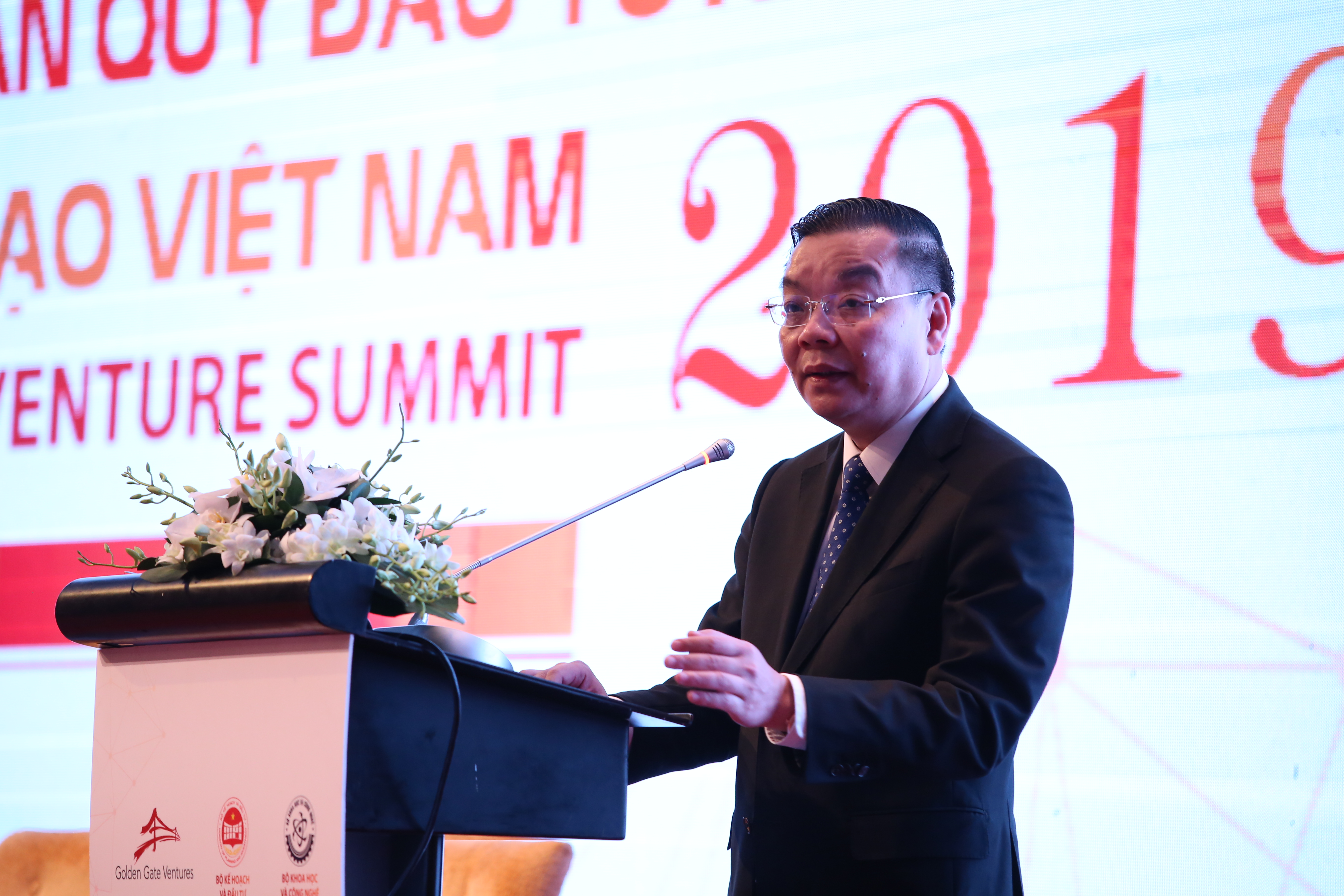 Bộ trưởng Bộ Khoa học và Công nghệ Chu Ngọc Anh tóm tắt về việc phát triển hệ sinh thái khởi nghiệp của Việt Nam. Ảnh: Ngô Hà/KHPT