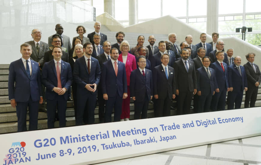 Các bộ trưởng G20 đã tham gia họp bàn về vấn đề thương mại và kinh tế số tại Nhật Bản | Ảnh: Japan times