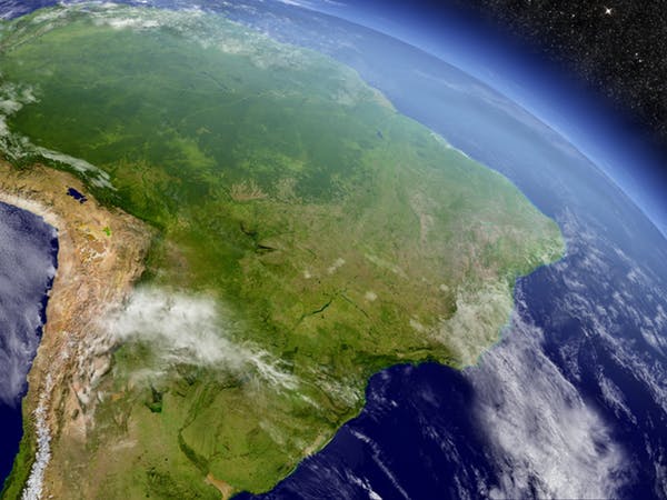 Khu vực sông Amazon, ảnh chụp từ vệ tinh. Ảnh: The Conversation.