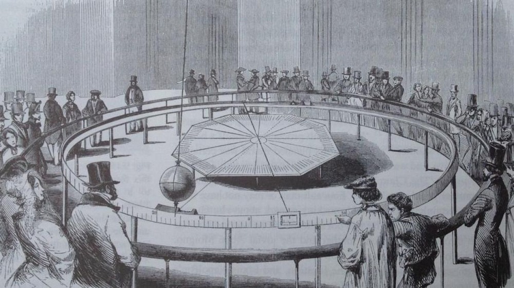 Buổi trình diễn con lắc Foucoult trước công chúng tháng 3/1851. Ảnh: Flickr.