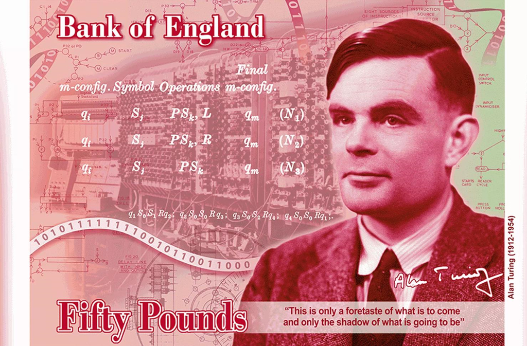 Chân dung Alan Turing sẽ xuất hiện trên tờ tiền 50 bảng Anh vào năm 2021. Ảnh: Bank of England.