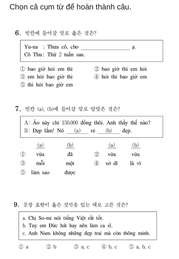 Thử sức với đề thi Tiếng Việt tại kỳ thi Đại học Hàn Quốc 2019: Nhiều câu hóc búa đánh lừa cả người Việt - Ảnh 3.