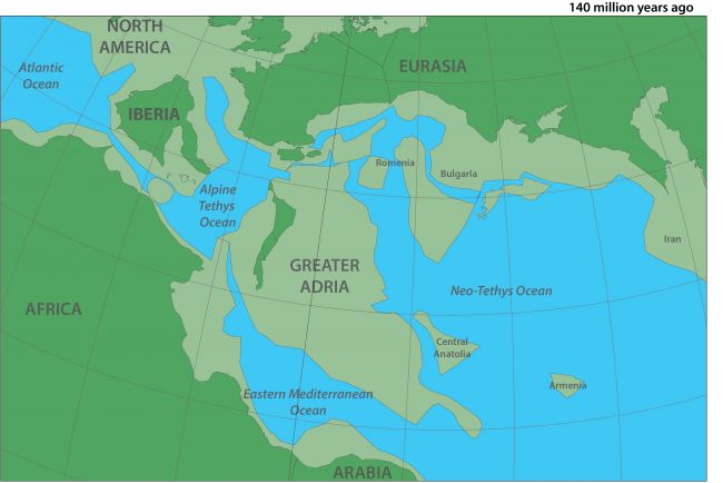 Bản đồ mô tả lục địa cổ đại Greater Adria. Ảnh: Douwe van Hinsbergen.
