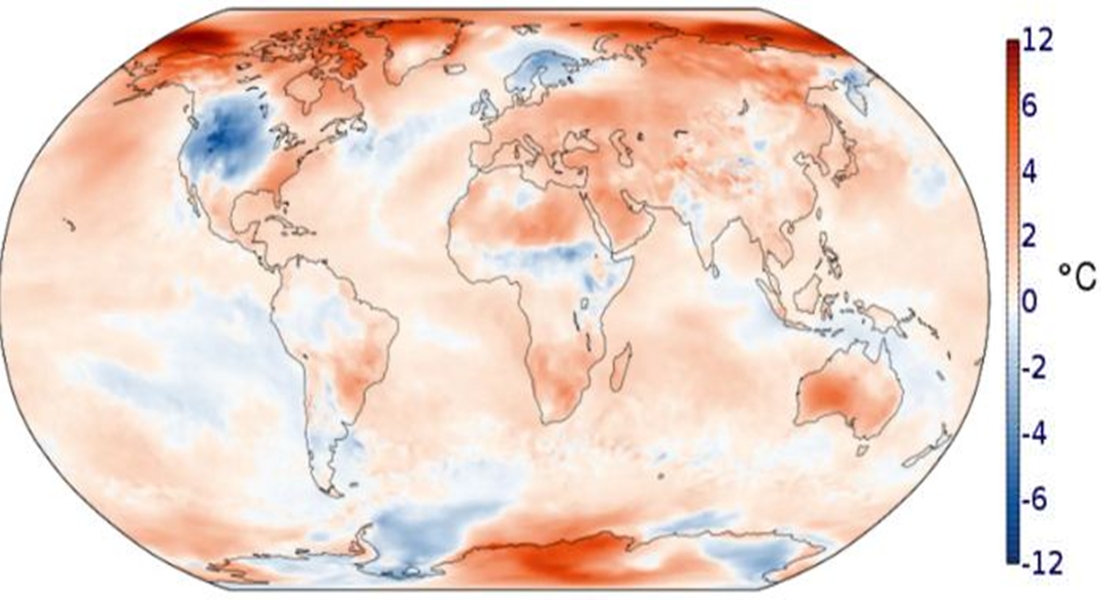 Nhiệt độ tháng 10/2019 so với mức trung bình trong giai đoạn 1981 – 2010. Ảnh: Copernicus.