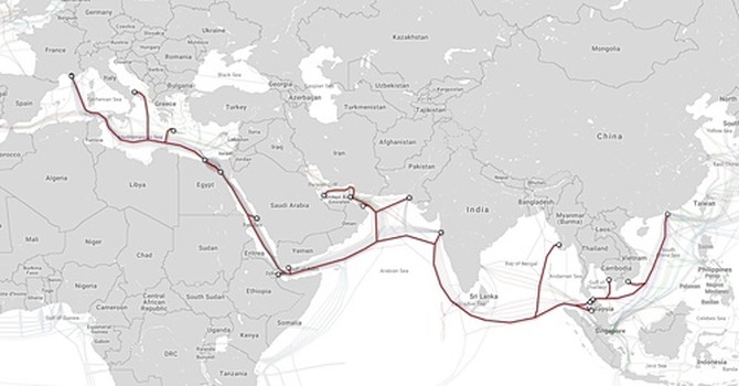 Tuyến cáp AAE-1 kết nối Việt Nam với quốc tế. Ảnh: FPTTelecom