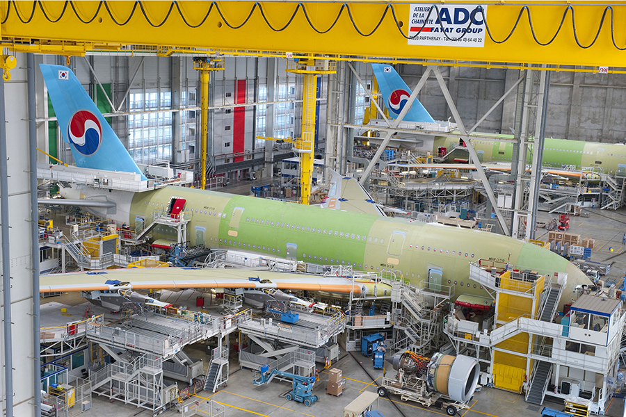 Dây chuyền sản xuất chiếc máy bay Airbus với sự tham gia của nhiều nước châu Âu chính là ví dụ sinh động về sự phân chia lao động (chuyên môn hóa) sẽ thúc đẩy năng suất và quy mô (economics of scale). 