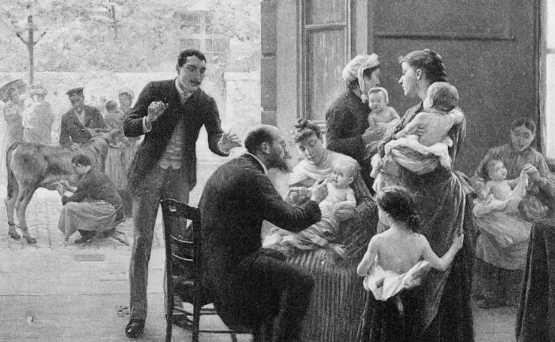 Một bác sĩ đang theo dõi tác dụng phụ của vaccine sau khi tiêm phòng cho trẻ em ở Paris (Pháp) vào năm 1890. Ảnh: J. Scalbert.