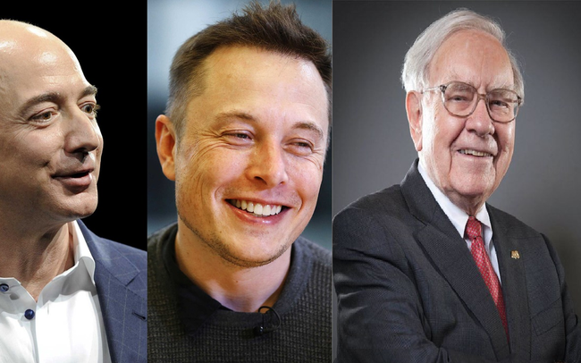 Ba tỷ phú nổi tiếng Elon Musk (giữa), Jeff Bezos (trái) và Warren Buffett có những đặc điểm giống nhau.