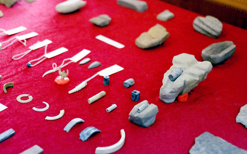 Một số hiện vật tìm được ở di chỉ khảo cổ học Dền Rắn.