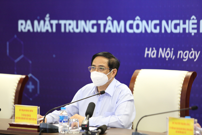 Thủ tướng CP Phạm Minh Chính điều hành lễ kết nối. Nguồn: Bộ TT&TT