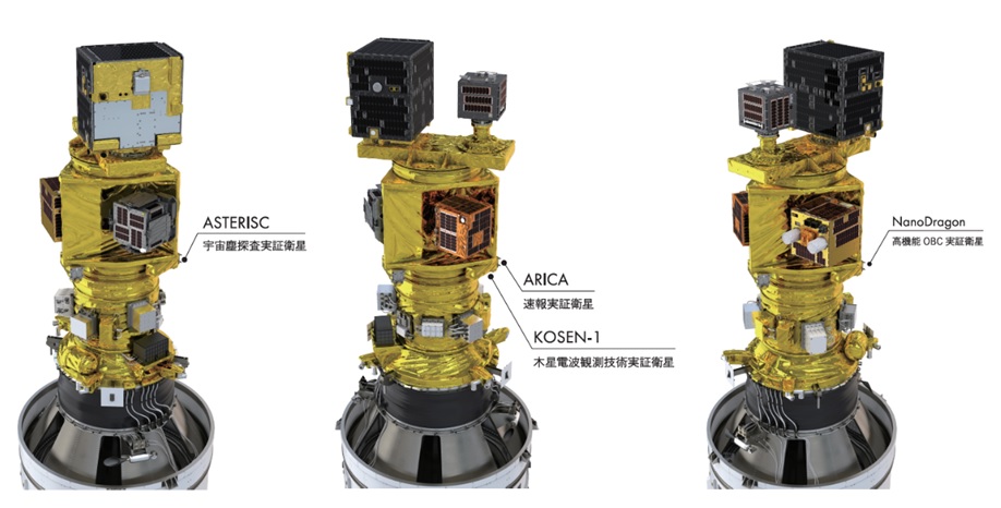 Sơ đồ bố trí các vệ tinh Cubesat trên tên lửa Epsilon số 5 trong lần phóng này (Ảnh: JAXA)