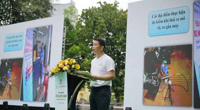 Ông Phạm Tuấn Long - Chủ tịch UBND quận Hoàn Kiếm chia sẻ về kết quả chương trình khám khí thải xe máy ở Hà Nội triển khai năm 2021
