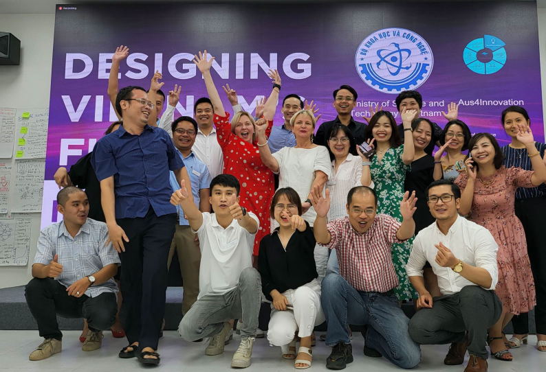 Các học viên tham gia khóa đào tạo thiết kế trung tâm đổi mới sáng tạo từ ngày 12-15/7/2022 | Ảnh: VISTI