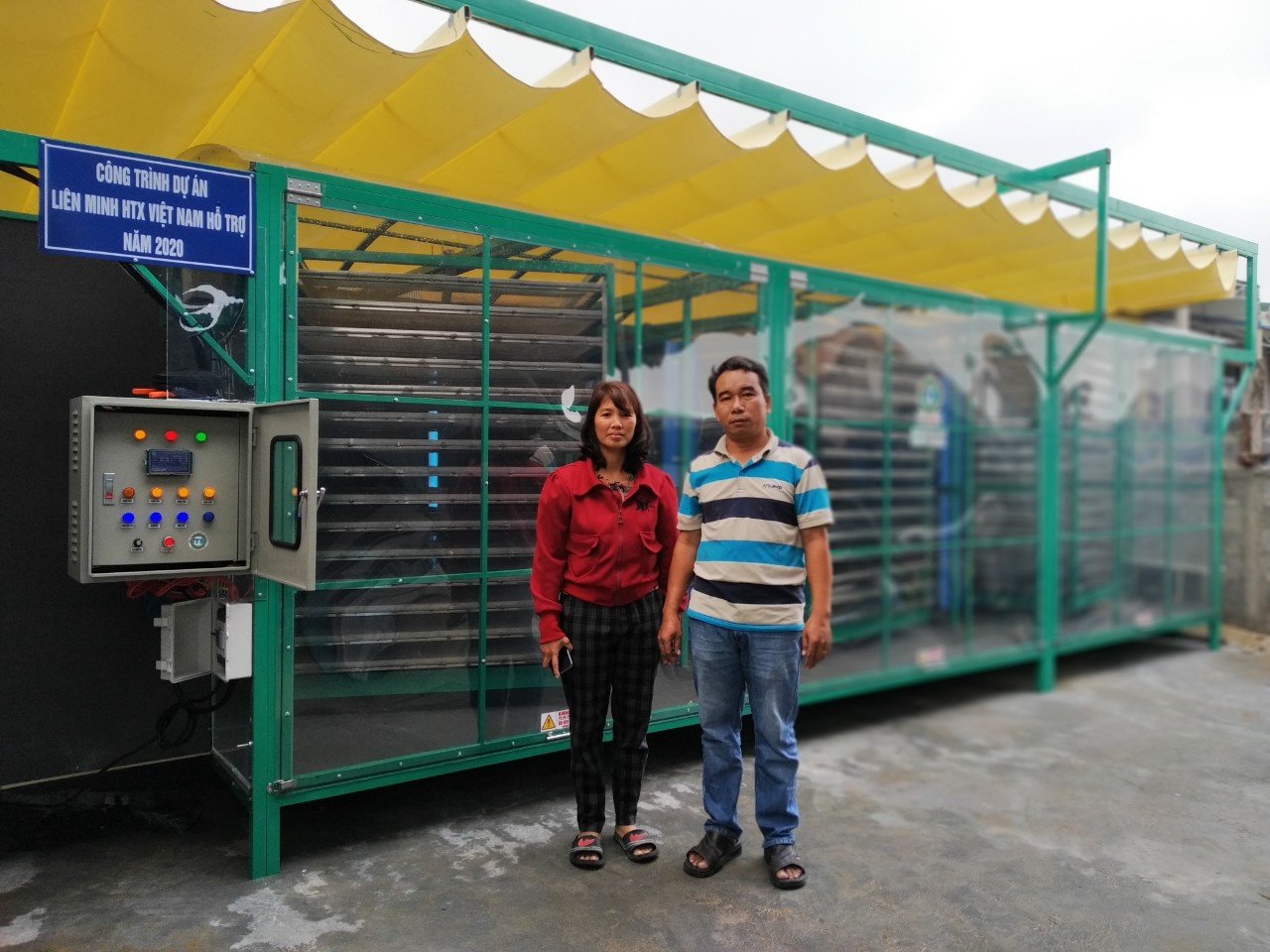 Máy sấy tôm khô công suất 500 kg tôm mỗi mẻ sấy đặt tại huyện Quảng Ninh, tỉnh Quảng Bình.Nguồn: NVCC