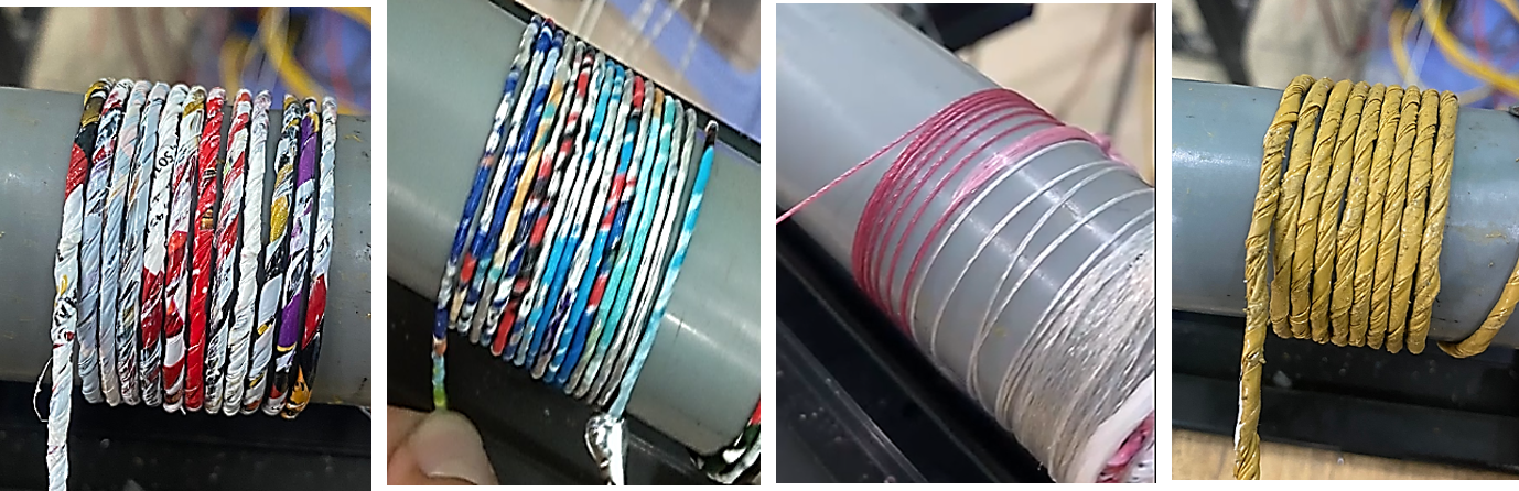 Các sợi dây thành phẩm của máy se sợi. Ảnh: NVCC
