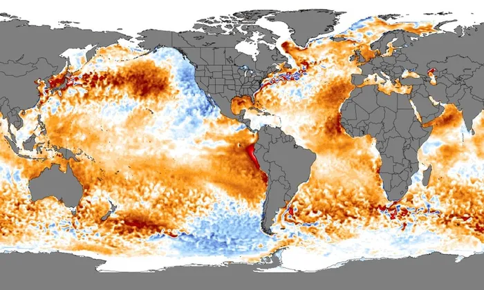  Bản đồ nhiệt độ biển sử dụng dữ liệu từ NOAA. Ảnh: Đại học Maine. 