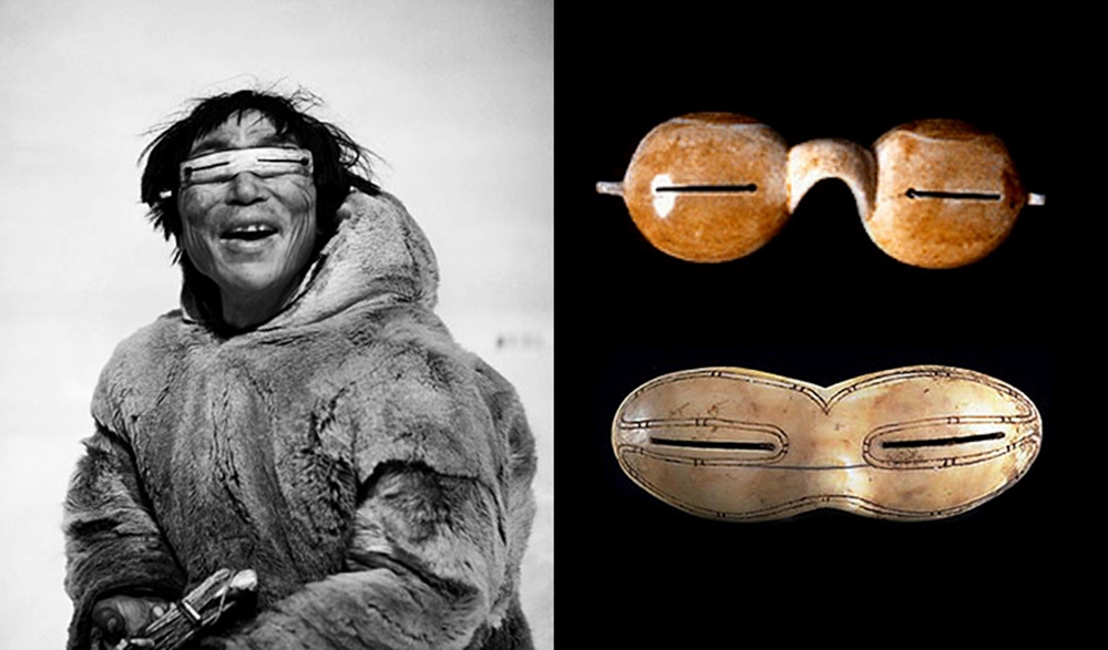 Người Inuit đeo loại kính mắt đặc biệt làm bằng ngà động vật để ngăn chặn ánh sáng chói. Ảnh: Ancient Origins