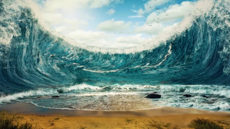 Ảnh minh họa một cơn sóng thần chuẩn bị đổ ập vào bãi biển. Ảnh: Shutterstock 