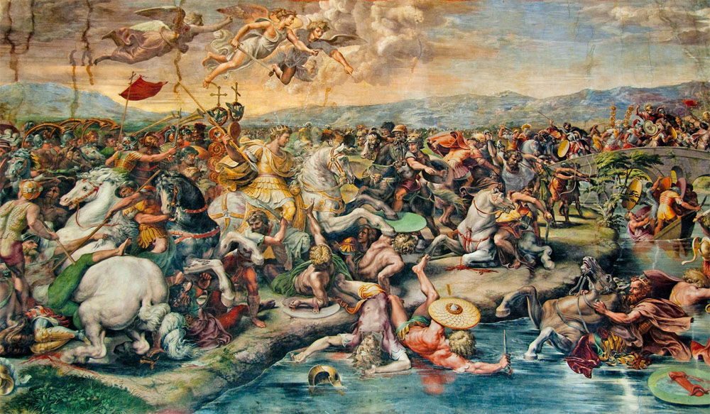 Tranh trận chiến trên cầu Milvian của họa sĩ Giulio Romano (1520-1524).