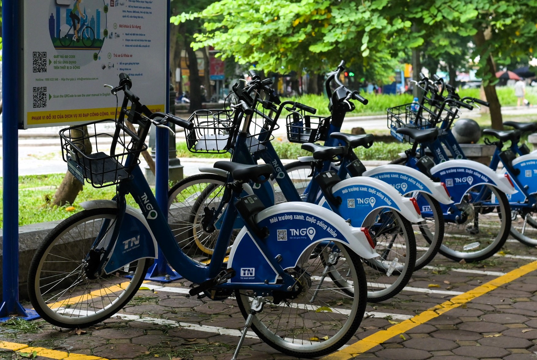 Hiện có gần 80 trạm xe đạp công cộng tại các quận trung tâm Hà Nội. Ảnh: VNN