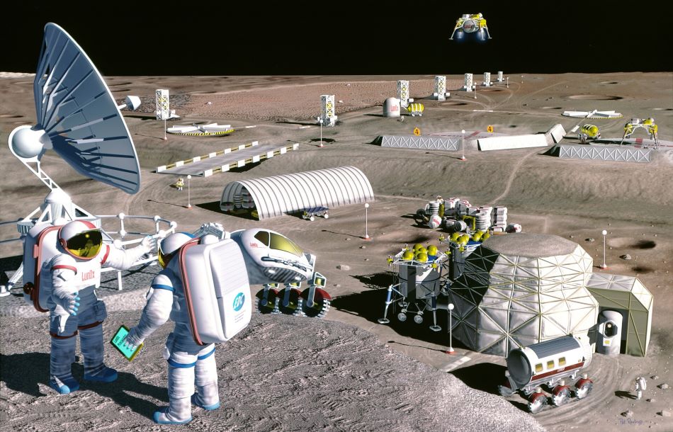 Một tiền đồn của con người trên Mặt trăng trong tương lai. Ảnh: NASA